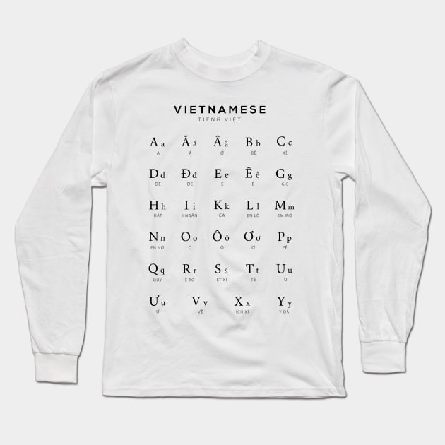 Vietnamese Alphabet Chart, Vietnam Language Chart, White Long Sleeve T-Shirt by typelab